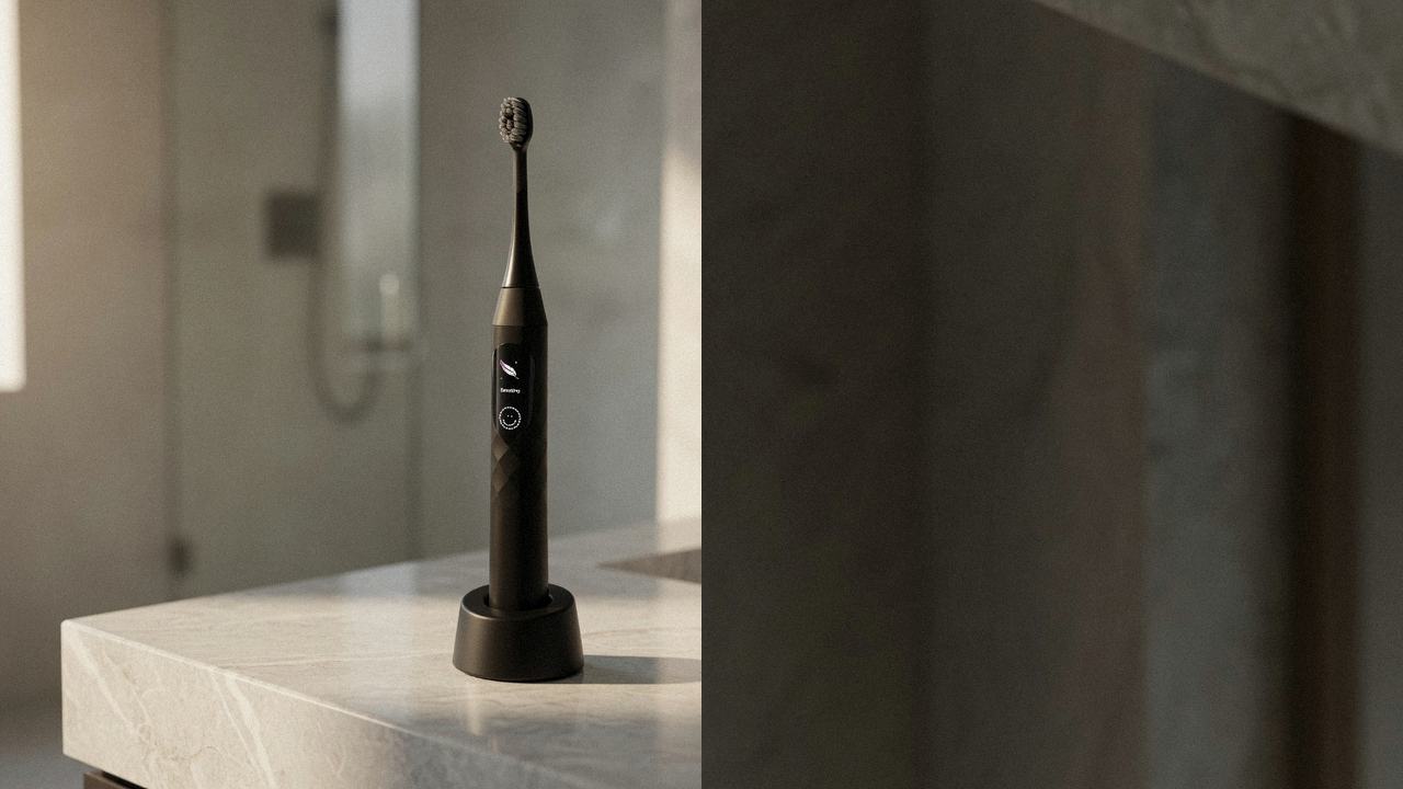 Burst Pro 2.0 beside Oral-B iO Series 7 on the same bathroom counter