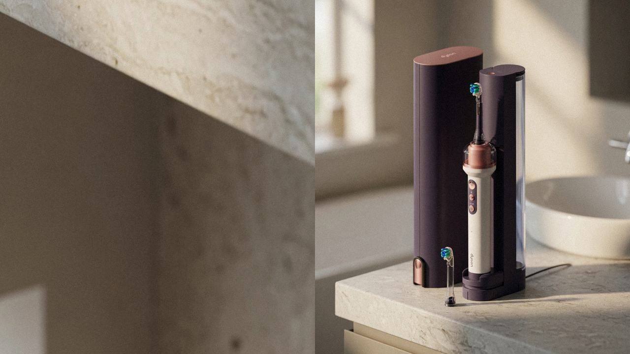 Oral-B iO Series 2 beside Dyson CameraJet on the same bathroom counter
