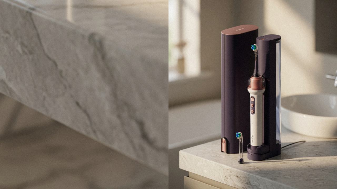Oral-B iO Series 5 beside Dyson CameraJet on the same bathroom counter