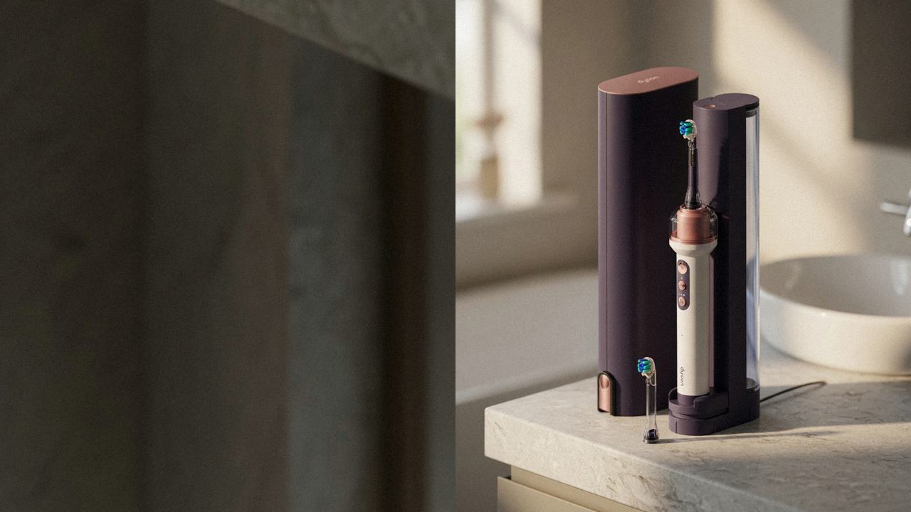 Oral-B iO Series 7 beside Dyson CameraJet on the same bathroom counter