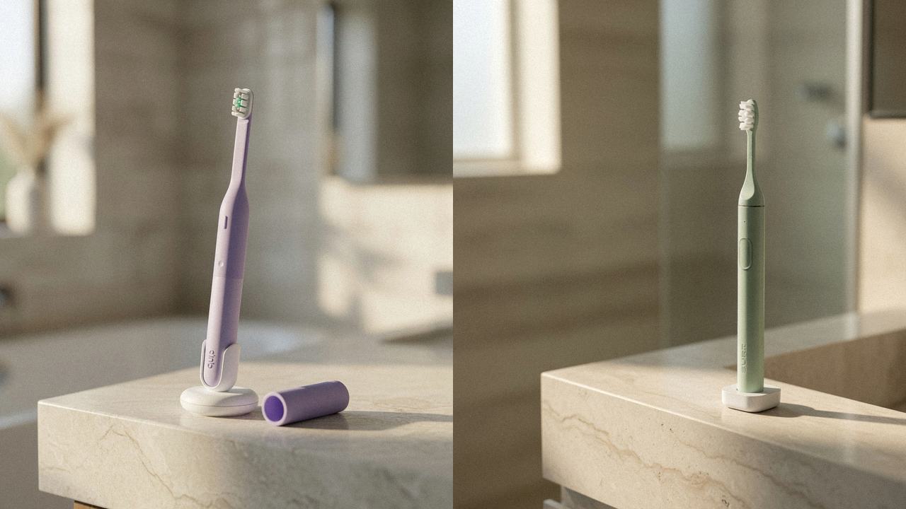 Quip Ultra Lite Sonic beside SURI 2.0 on the same bathroom counter